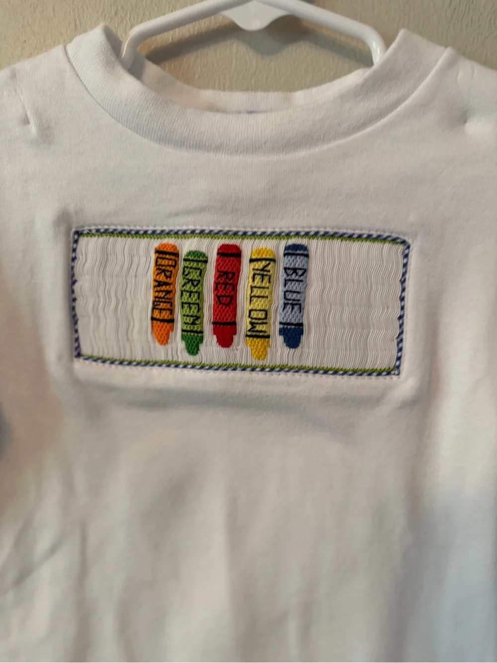 Vive La Fete Smocked Crayon Top with Blue Gingham Pants
